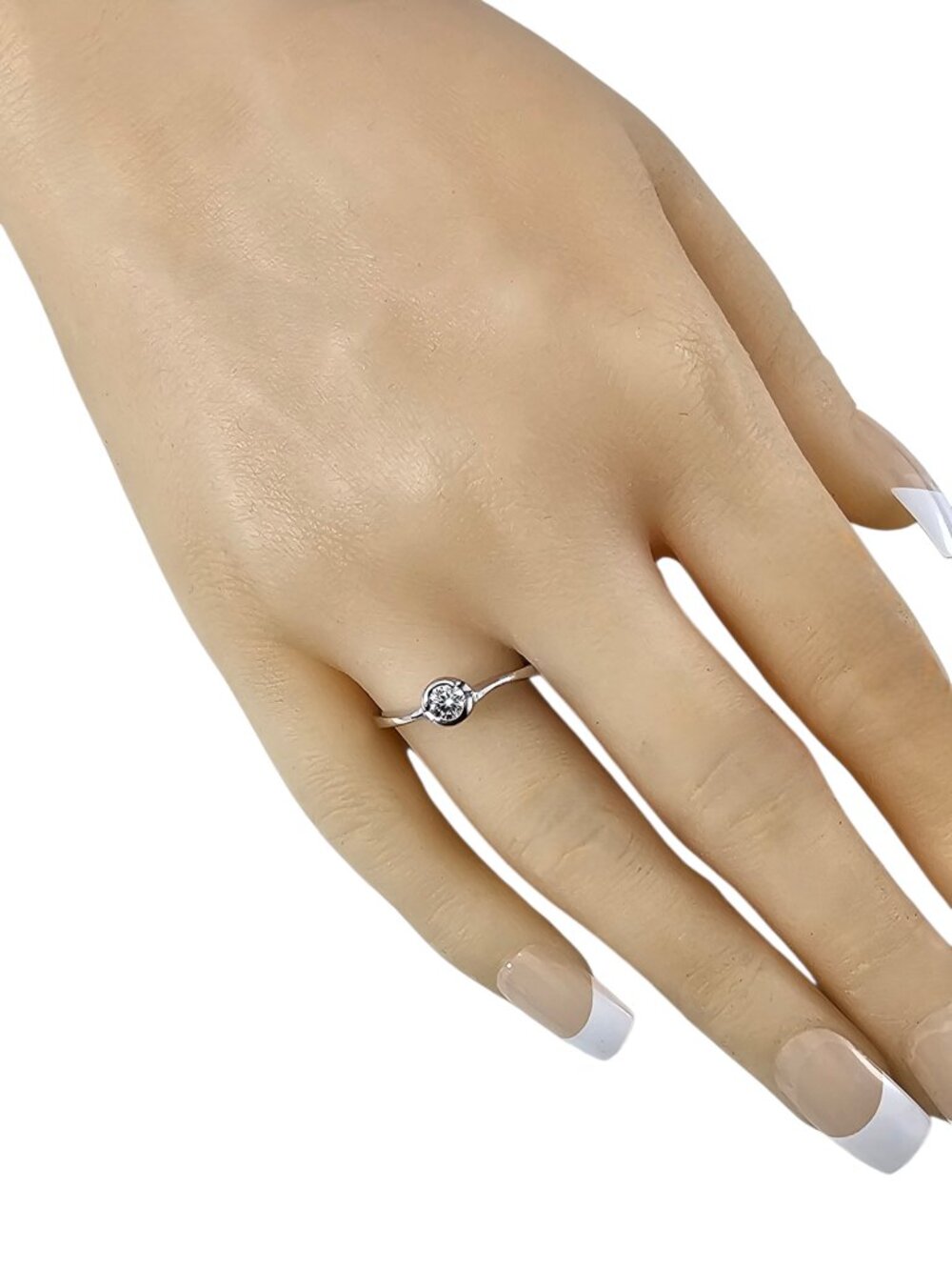 14K Yellow Gold Bezel Set Diamond Engagement Ring Size 7.75 #24928 - Picture 7 of 8